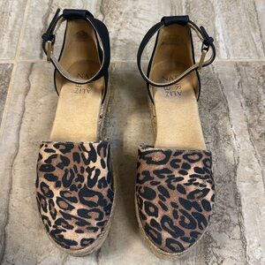 Naturalizer Waverly Leopard Espadrille Platform Sandals Animal Print Size 7
